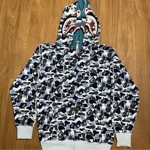 Bape Blue Camo Shark Hoodie